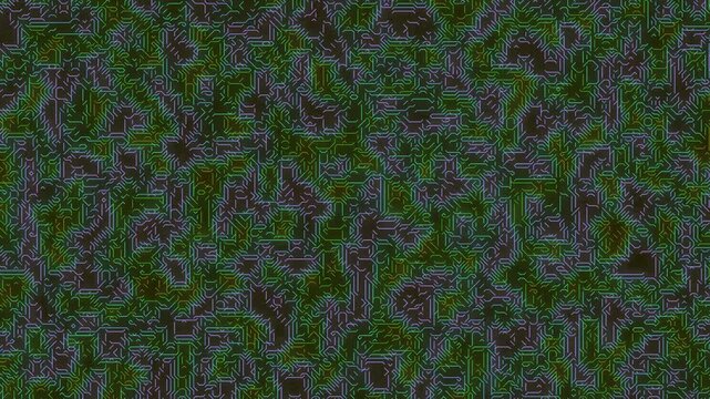 Abstract dark green and brown organic texture with glowing interconnected patterns resembling a microscopic cellular structure or digital noise.