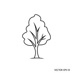 Obraz premium Simple outline of a tree with branches and leaves