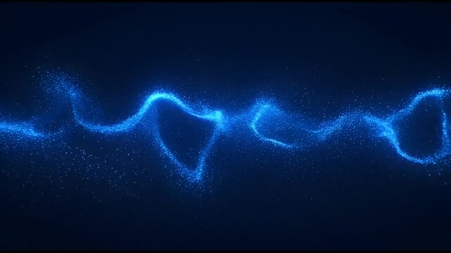 Abstract digital wave of glowing blue particle representing dynamic data flow and network connectivity within a sophisticated technology sphere for futuristic communication concept.