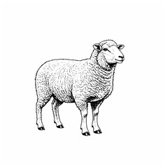 Fototapeta premium Sheep Line art vector design, sheep silhouette 