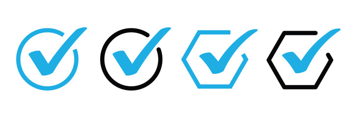 Check box icon with correct, accept checkmark icons tick box checked. Approve symbol. Check mark icon vector design. Blue check mark icon. Blue tick symbol. Vector check icon © Shanakradhaman