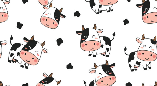 Simple Cartoon Cow Pattern