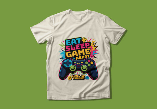 Eat Sleep Game Repeat Gamer T Shirt Design Layout
