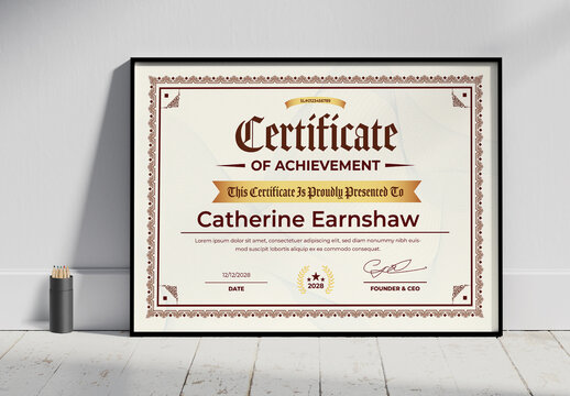 Elegant Certificate Of Excellence Template Design