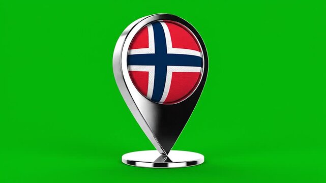 llic location pin displaying the flag of Norway on a green screen.