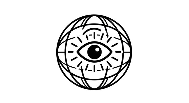 Black and white eye globe symbol.