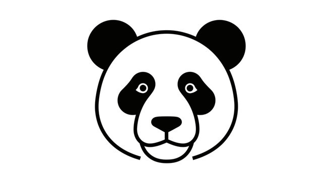 Black and white panda face illustration.