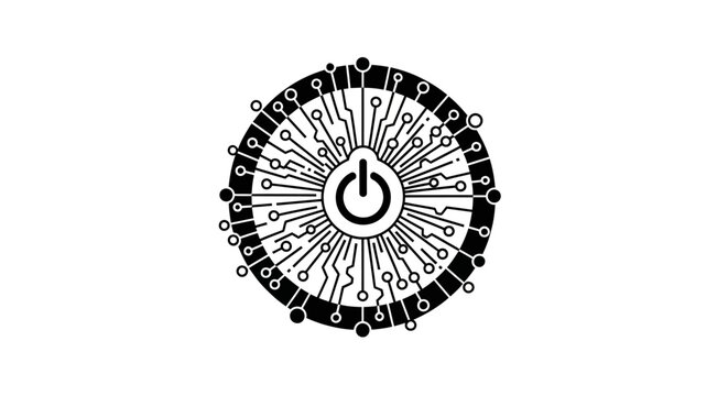 Black and white power button icon.
