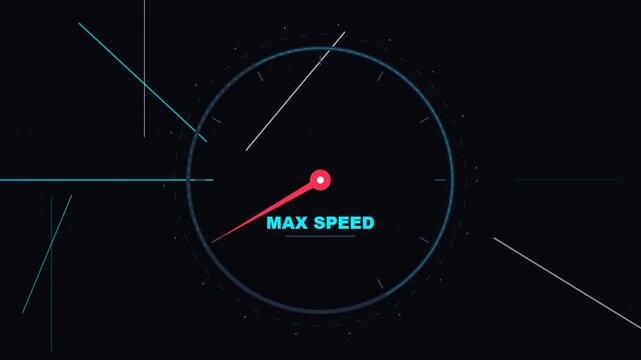 Speedometer Needle Moving to Maximum Speed.