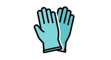 Fototapeta premium Light Blue Medical Gloves Silhouette, a Simple and Clean Icon for Health and Safety Applications