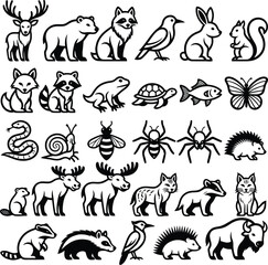 Set of 25 animal icons vector 