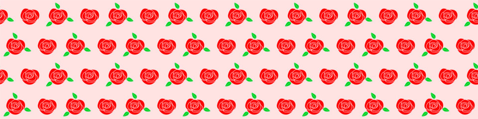 Editable large rose seamless vector for bold botanical posters. Ideal for symbolizing prominent floral backgrounds, sweet garden patterns, and striking romantic nature motifs. © aglayax