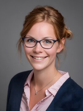 Professionelles Business Portr&auml;t einer jungen Frau mit Brille