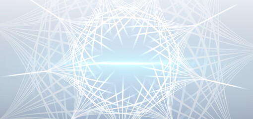 Fototapeta premium Abstract white line geometric sphere with blue glow technology background.