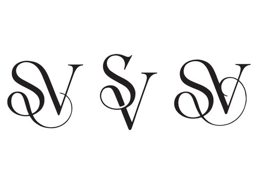 Elegant handwritten letters sv monogram or initial logo design classic vintage typography