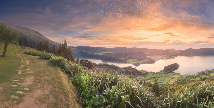 Mountain landscape Ponta Delgada island, Azores