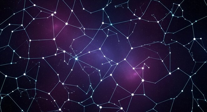 Network connections and starry night sky.