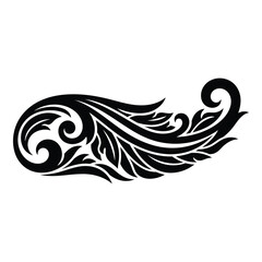 Fototapeta premium Black tribal wave design element isolated on white background for tattoo or graphic design decorative swirling pattern