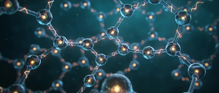 Molecule nanotechnology science network abstract connection energy glowing sphere structure futuristic technology concept background molecular nanotechnology chemistry particle structure dynamic