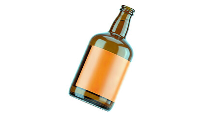 Naklejka premium Amber Glass Bottle with Orange Label Mockup