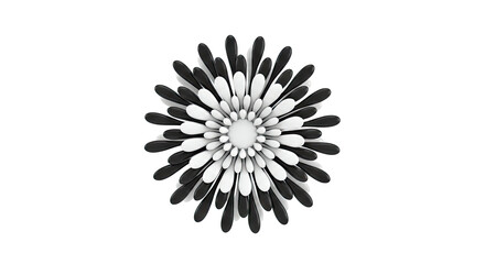 Black and White Abstract Flower Design