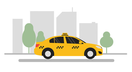 Yellow Taxi Cab Side View. © yanto