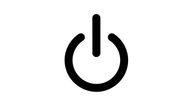Power button symbol on screen.