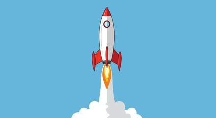 Rocket Ship Launching into Sky. © yanto