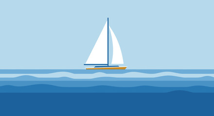 Naklejka premium Sailboat on the ocean water sailing.