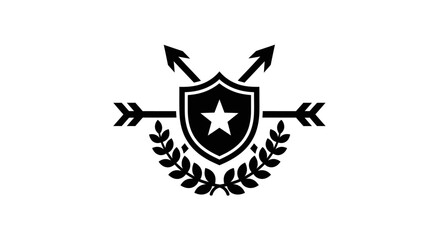 Fototapeta premium Shield with star and crossed arrows.