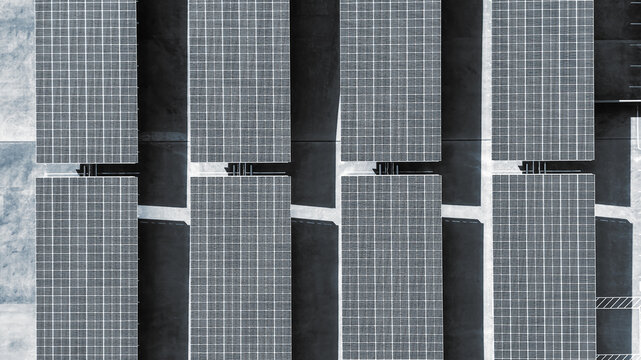 Solar panel array generating clean renewable energy on roof top