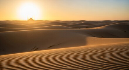 Naklejka premium Desert Sand Dunes at Sunset Landscape.
