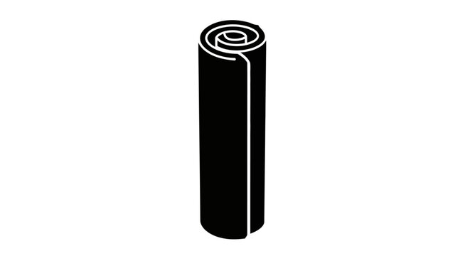 Rolled Up Black Material Icon Representation on a White Background