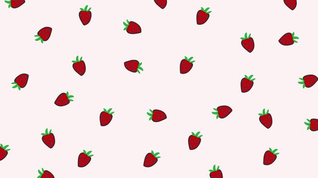 Adorable hand drawn strawberry pattern on light pink background seamless repeat