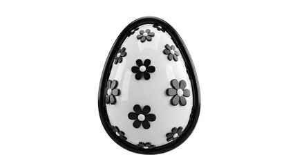 Fototapeta premium Easter Egg with Black and White Flower Pattern
