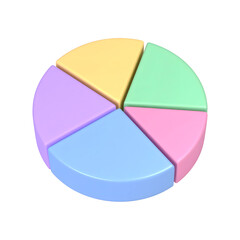 Obraz premium Smooth pastel 3D pie chart divided into equal sections, symbolizing balanced data, strategic planning, performance metrics, and business insights in a clean minimalist style.