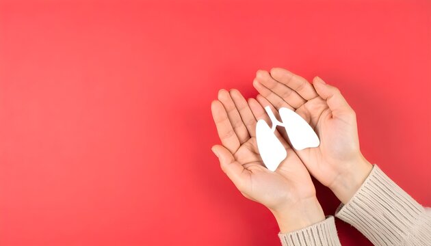 Hands gently holding a symbolic white lung, representing the fight against tuberculosis, tbc, and promoting respiratory health awareness