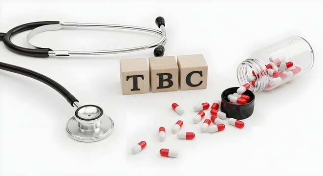 Medical Treatment Illustration for Tuberculosis TBC Featuring Pills and Equipment