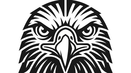 Obraz premium Bold Black and White High-Contrast Design with Piercing Eyes and Sharp Beak for Professional Sports Team Logos Patriotic Branding and Aggressive Apparel Graphics Vector Illustration