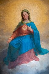 Painting (19th century) of The Immaculate Heart of Mary. Immaculate,