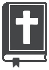 Obraz premium Religious symbol of a cross on the cover of a holy book in black and white.