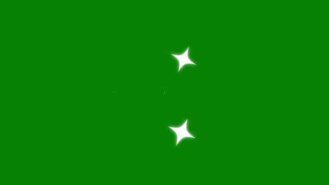 Twinkling stars animation, twinkle star  sparkle, white cartoon blinking stars, flat vector doodle sparkle, shiny with glowing burst, starlight,  blinking sparkle effect on a green background.4K