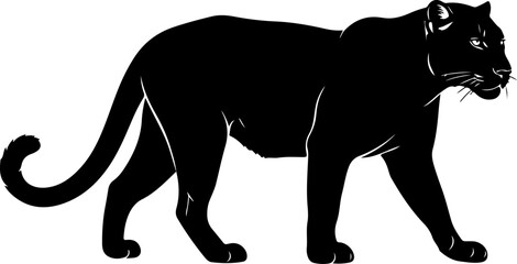 The walking leopard silhouette vector illustration © Print