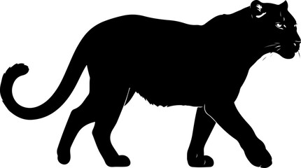 The walking leopard silhouette vector illustration © Print