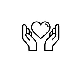 Fototapeta premium Outline Hands Holding Heart Icon for App UI