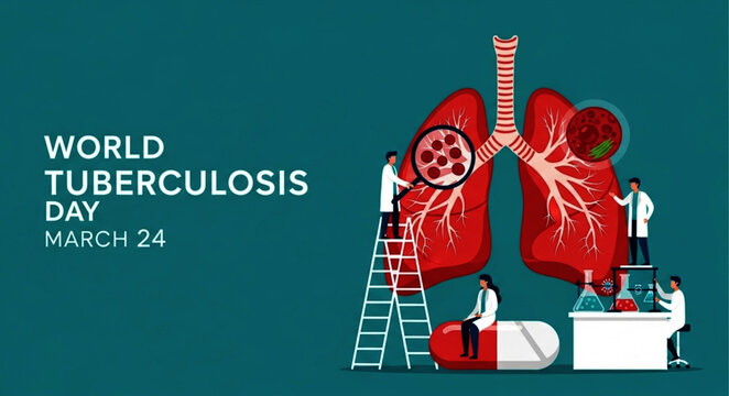 World Tuberculosis Day Illustration with Medical Team and Giant Lungs Promoting TBC Awareness, Prevention and Global Healthcare Action