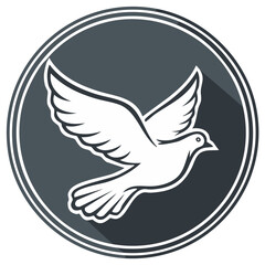 Fototapeta premium Isolated Icon of a Dove Flying Inside a Circle Symbol of Peace or Freedom