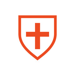 Obraz premium Red Shield Security Icon for App UI