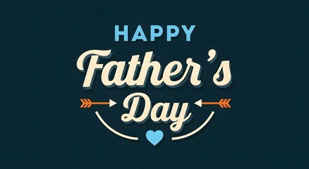 Obraz premium Happy fathers day greeting card with decorative text and heart on dark background