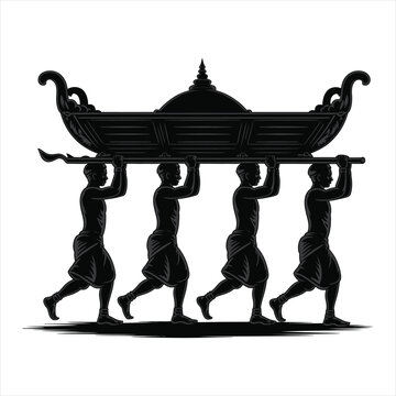 Traditional royal palanquin bearers silhouette illustration representing ancient cultural transportation and heritage ceremony